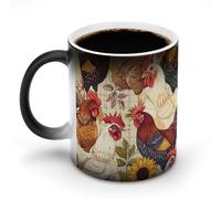 Tazza da caffè con stampa magica e polli da fattoria, con effetto termico,