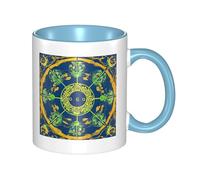 Tazza da caffè con totem Yin Yang, tazza in ceramica a doppio colore, tazza da tè con stampa blu cielo, tazze divertenti per casa e ufficio, 325 ml