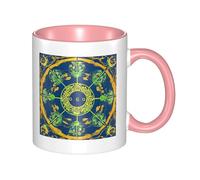 Tazza da caffè con totem Yin Yang, tazza in ceramica a doppio colore, tazza da tè con stampa rosa, tazze divertenti per casa e ufficio, 325 ml