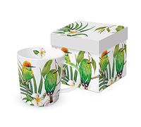 Tazza da caffè con uccelli esotici "Bali", in confezione regalo, motivo: uccellino