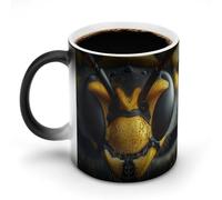 Tazza da caffè con viso di vespa nera, sensibile al calore, in ceramica, tazza da caffè che cambia colore, regalo unico per familiari, amici, compleanno anniversario