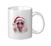 Tazza da caffè da 11 once con cappello di Babbo Natale che soffia bolle, crea un'atmosfera festosa, adatta al microonde e alla lavastoviglie, ideale come regalo per il tuo migliore amico, per la cucin