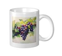 Tazza da caffè da 11 once con uva fresca, colori vivaci, design unico e bello, con umorismo, regalo di compleanno, opera d'arte affascinante per gli amanti della frutta, ideale per il tuo migliore ami