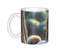 Tazza da caffè da 325 ml con manico, tazza da tè in ceramica a forma di cuore con freccia di cupido, cavallo innamorato, tazza da caffè per uomini e donne, ufficio e lavoro
