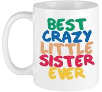 Tazza da caffè da 325 ml, con scritta in inglese "The Best Crazy Little Sister Ever", idea regalo per sorelle per compleanno, Rakhi, Natale, San Valentino, festa della mamma, regalo divertente da