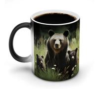 Tazza da caffè da 325 ml, con scritta "Mama Bear", cambia colore, con manico, tazza magica sensibile al calore, per donne e uomini, divertente, in ceramica, per tè, latte, latte, cacao