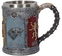 Tazza da caffè da Birra, Tazza da Birra in Stile Inciso, Tazza in Corno, Stark & Tully & Targaryen E Lannister & Baratheon in Resina in Acciaio Inossidabile 3D Tazza da Birra per Bicchieri