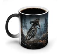 Tazza da caffè da torneo di mountain bike, sensibile al calore, in ceramica, cambia colore, tazza da caffè personalizzata, regalo unico per familiari, amici, compleanno anniversario