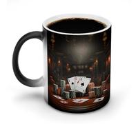 Tazza da caffè da torneo di poker, sensibile al calore, in ceramica, cambia colore, tazza da caffè personalizzata, regalo unico per familiari, amici, compleanno, anniversario