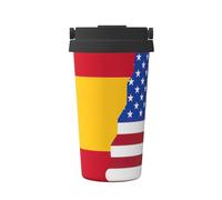 Tazza da caffè da viaggio casual con stampa di bandiera della Spagna americana per caffè caldo e freddo in acciaio inox per casa ufficio viaggi