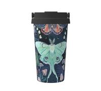 Tazza da caffè da viaggio casual con stampa di falene per caffè caldo e freddo, in acciaio inox, per casa, ufficio, viaggio
