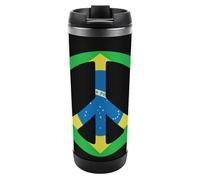 Tazza da caffè da viaggio con bandiera Brail simbolo della pace con coperchio isolato in acciaio inox, regalo per donne e uomini, 350 ml