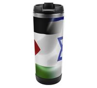 Tazza da caffè da viaggio con bandiera della Palestina di Israele, con coperchio, isolante, in acciaio inox, regalo per donne e uomini, 350 ml