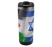 Tazza da caffè da viaggio con bandiera della Palestina di Israele, con coperchio, isolante, in acciaio inox, regalo per donne e uomini, 350 ml