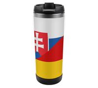 Tazza da caffè da viaggio con bandiera della Slovacchia e Germania con coperchio isolato in acciaio inox, regalo per donne e uomini, 350 ml