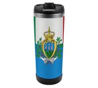 Tazza da caffè da viaggio con bandiera dell'Italia e San Marino, con coperchio, in acciaio inox, idea regalo per donne e uomini, 350 ml