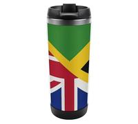 Tazza da caffè da viaggio con mezza bandiera inglese giamaicana con coperchio, tazza isolata in acciaio inox, regalo per donne e uomini, 350 ml