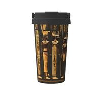 Tazza da caffè da viaggio con stampa di geroglifici egizi antichi per caffè caldo e freddo, in acciaio inox, per casa, ufficio, viaggi