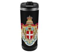 Tazza da caffè da viaggio con stemma del Regno d'Italia, con coperchio, isolante, in acciaio inox, idea regalo per donne e uomini, 350 ml