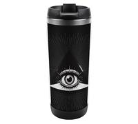 Tazza da caffè da viaggio con triangolo con occhio che vede tutto ciò che vede, con coperchio, tazza isolata in acciaio inox, regalo per donne e uomini, 350 ml