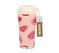 Tazza da caffè da viaggio da 40,6 l, con rivestimento in ceramica, bicchiere da caffè da viaggio in acciaio inossidabile con cannuccia e coperchio a filp, tazza isolata sottovuoto, forme del sole