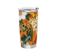 Tazza da caffè da viaggio in acciaio inox con motivo floreale autunnale girasole con coperchio, tazza da viaggio da 590 ml, per scuola, sport, asilo nido, campeggio e altro ancora semplicemente