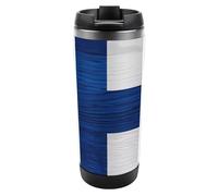Tazza da caffè da viaggio in legno con bandiera della Finlandia con coperchio isolato in acciaio inox, regalo per donne e uomini, 350 ml