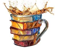 Tazza da caffè dipinta, divertente lettura, con motivo a libro, tazza da cappuccino con manico in design impilabile | Il compagno di lettura per bibliotecari, bibliotecari e insegnanti
