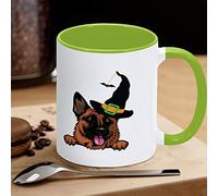 Tazza da caffè divertente con cane da pastore tedesco, 311,8 ml, tazza da caffè in ceramica felice Halloween cane strega tazza novità tazza da tè regalo per amici, insegnanti famiglia