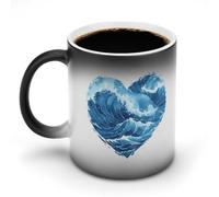 Tazza da caffè divertente con cuore dell'oceano, tazza da tè che cambia co