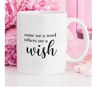 Tazza da caffè divertente con dente di leone e desiderio, tazza da caffè in ceramica da 325 ml, tazza da tè bianca regalo per donne uomini