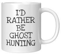 Tazza da caffè divertente con scritta "I'd Rather Be Ghost Hunting", regalo divertente per cacciatori di fantasmi, uomini e donne, tazza in ceramica bianca da 325 ml