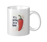 Tazza da caffè divertente da 11 once con slogan "Sta diventando caldo qui", parodia di Red Hot Chili, arredamento per la casa, cucina, ufficio, design vivace e unico, opera d'arte divertente per adult