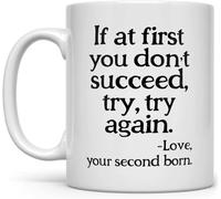 Tazza da caffè divertente e sarcastica per genitori, mamma e papà, compleanno se al primo tentativo non ci riesci, tazza da figlia e figlio, tazza da tè bianca stampata su entrambi i lati, regalo da 1