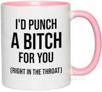 Tazza da caffè divertente in ceramica con scritta "I'd Punch a B for You", 325 ml, B01