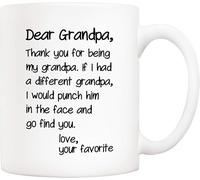 Tazza da caffè divertente per la festa del papà con scritta "Nonno" dal nipote. Nipote, caro nonno, grazie per essere... Ama le tue tazze preferite da 11 once, idea regalo di compleanno per il nonno.