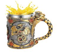 Tazza Da Caffè Draghi Medievali - Boccale Da Birra Meccanico Rinascimentale Del Drago 40cl | Sculture da Scrivania Regalo per Casa Feste Campeggio Caffè Birra Whisky