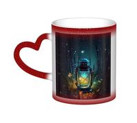 Tazza da caffè e lucciole con manico da 12 once, tazza da tè in ceramica con cambio colore sensibile al calore, tazze artistiche magiche e divertenti, regalo di compleanno per donne e uomini, blu