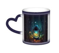 Tazza da caffè e lucciole con manico da 12 once, tazza da tè in ceramica con cambio colore sensibile al calore, tazze artistiche magiche e divertenti, regalo di compleanno per donne e uomini, blu