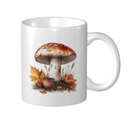 Tazza da caffè e tè con funghi autunnali da 11 once, colori vivaci, classiche tazze da caffè in porcellana bianca, cucina di casa, arredamento per lo studio, ideale come regalo per te o per un amico!