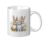 Tazza da caffè e tè da 11 once con motivo a coniglietto, design vivace e bello, divertente opera d'arte per animali, ideale come regalo per il tuo migliore amico, regalo di compleanno, festa