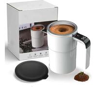 Tazza da caffè elettrica auto-mescolante con coperchio e visualizzazione della temperatura, acciaio inossidabile 304, tazza da caffè magnetica automatica ricaricabile