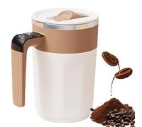 Tazza da caffè elettrica automatica auto-commovente, 380 ml, con manico, tazza termica con indicatore di temperatura, in acciaio inox 304, tazza magnetica per caffè proteine (marrone)