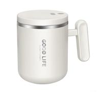 Tazza da caffè elettrica ricaricabile in acciaio inossidabile 304 con coperchio per bevande calde e fredde, miscelazione senza sforzo di proteine in polvere, cacao o miele - (bianco)