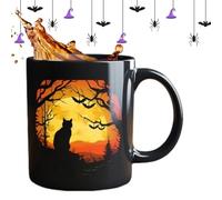 Tazza Da Caffè Gatto Nero Ceramica,Tazza Halloween Stagione Spaventosa per Animali Domestici - per Bambini Uomini Donne Amici Succo Latte Birra