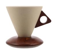 Tazza da Caffè Giapponese con Base Legno in Ceramica 250ml | Forma a Imbuto, Controllo Preciso del Versamento, Superficie Liscia, Uso Quotidiano, Beige Elegante