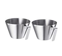 Tazza da caffè graduata in acciaio inossidabile 2 pezzi con manico e beccuccio, ideale for le bevande del bar di casa, for l'uso in hotel per Latte con Coperchio(Silver)
