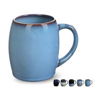 Tazza da caffè grande, 500 ml, tazza da cappuccino in gres porcellanato, tazza da caffè in porcellana, per ufficio e casa, lavabile in lavastoviglie ,Blu Nebbia