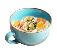 Tazza da caffè grande, in ceramica, 700 ml, con manico, tazza da tè, tazza da zuppa, insalata, ciotola per la sua migliore amica, regalo di Natale (blu lago)