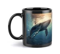 Tazza da caffè grande in porcellana con balena sopra l'acqua di mare tazze da caffè in ceramica grande tazza da caffè con manico divertente tazza da tè per ufficio e casa tazze da caffè uniche